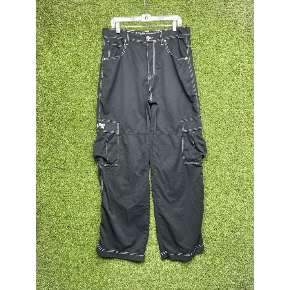 Vintage Kikwear Rave Pants Mens 34x34 Y2K Baggy Wide Leg Skater Black Tripp
